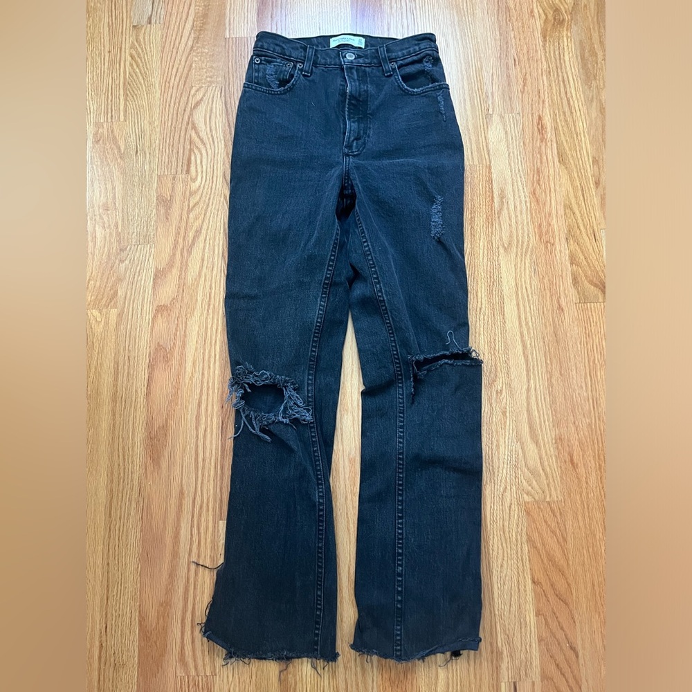 Abercrombie & Fitch high rise 90’s straight black jeans